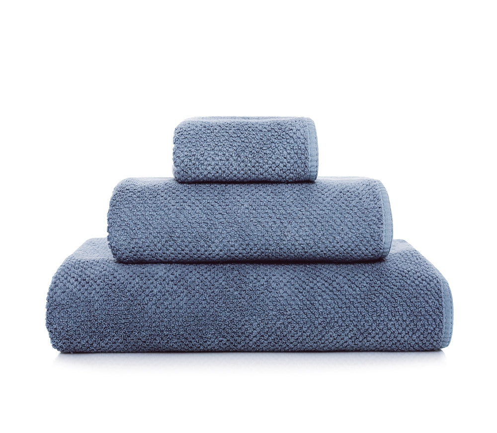 Bee Waffle Face Towels in Cobalt.