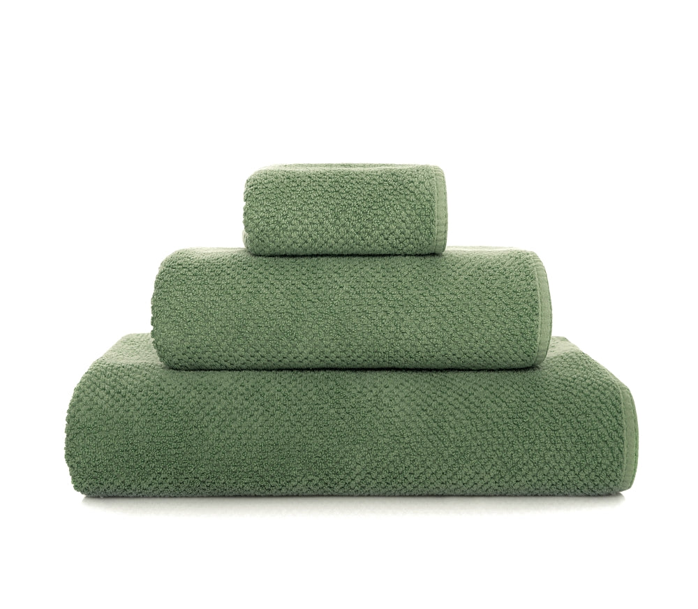 Bee Waffle Face Towels in Jade.