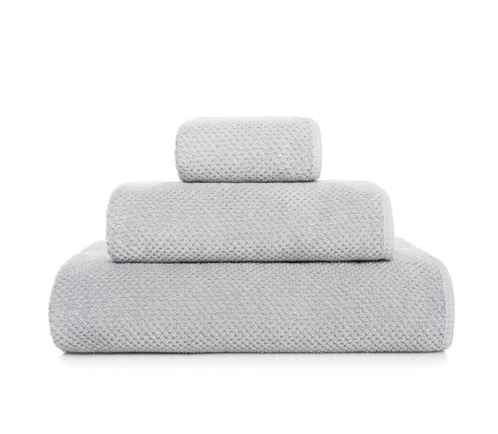 Bee Waffle Face Towels in Silver.