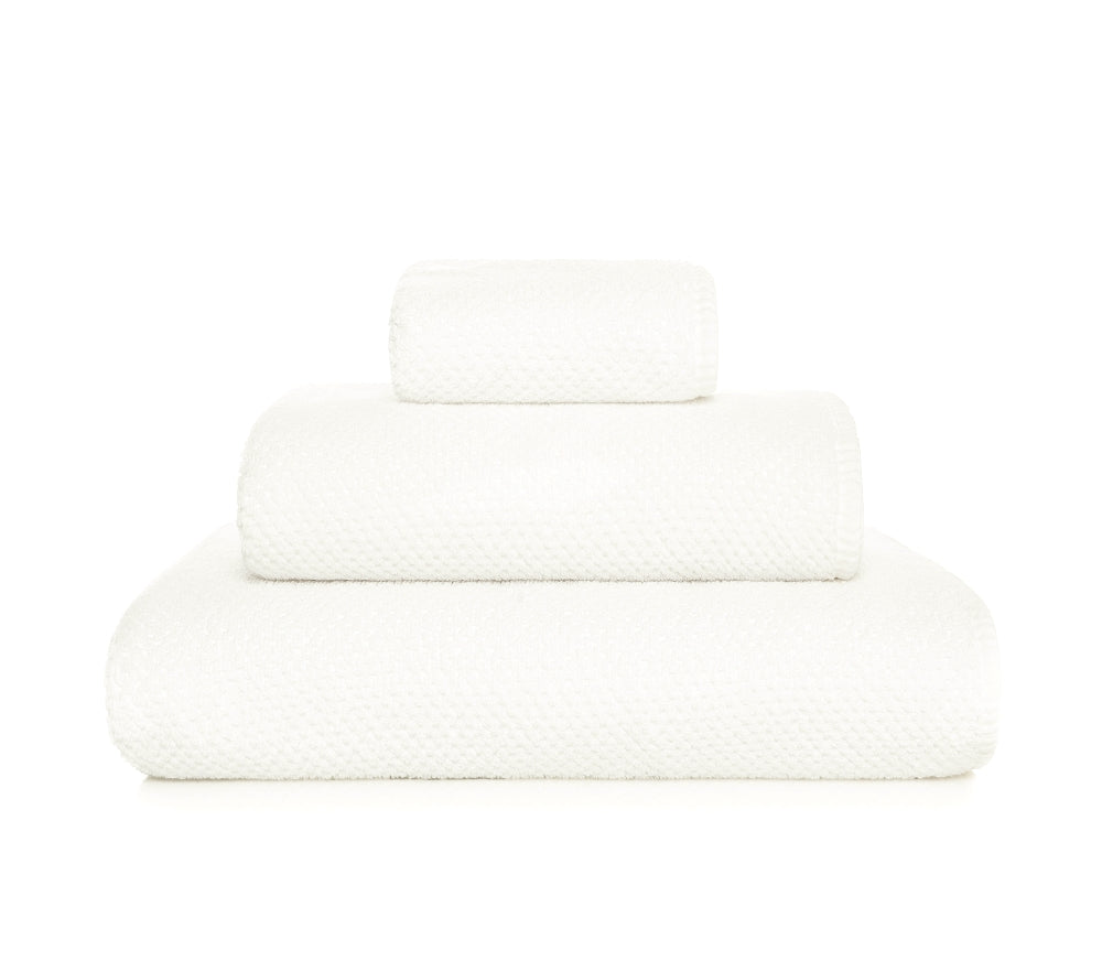 Bee Waffle Face Towels in Snow.