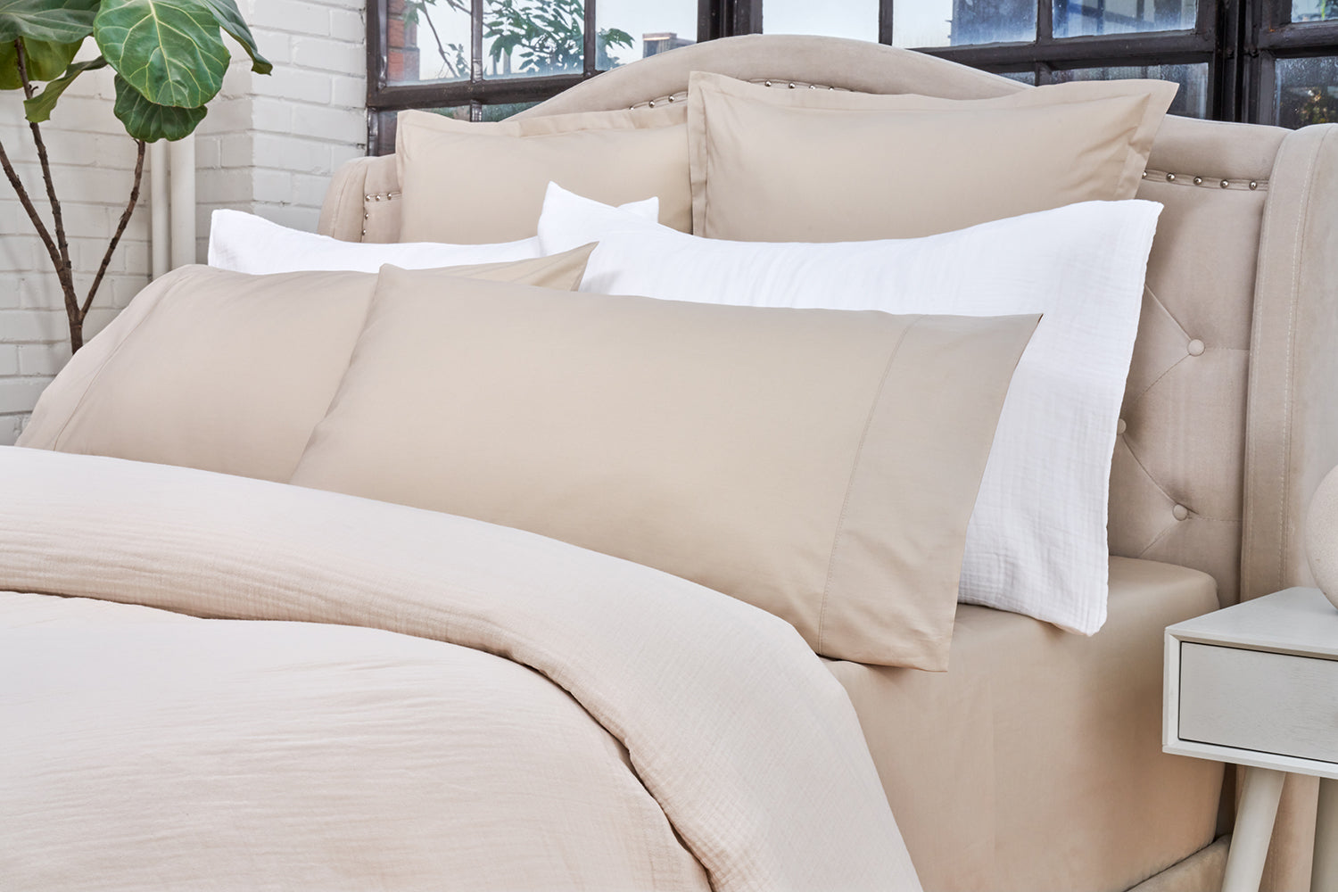 Close View of Crinkle Washed Cotton Collection by Cuddledown - Made in Portugal