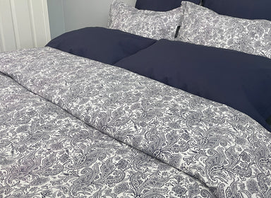 Marine Paisley Duvet Cover by Cuddle Down - at Luxurious Beds and Linens