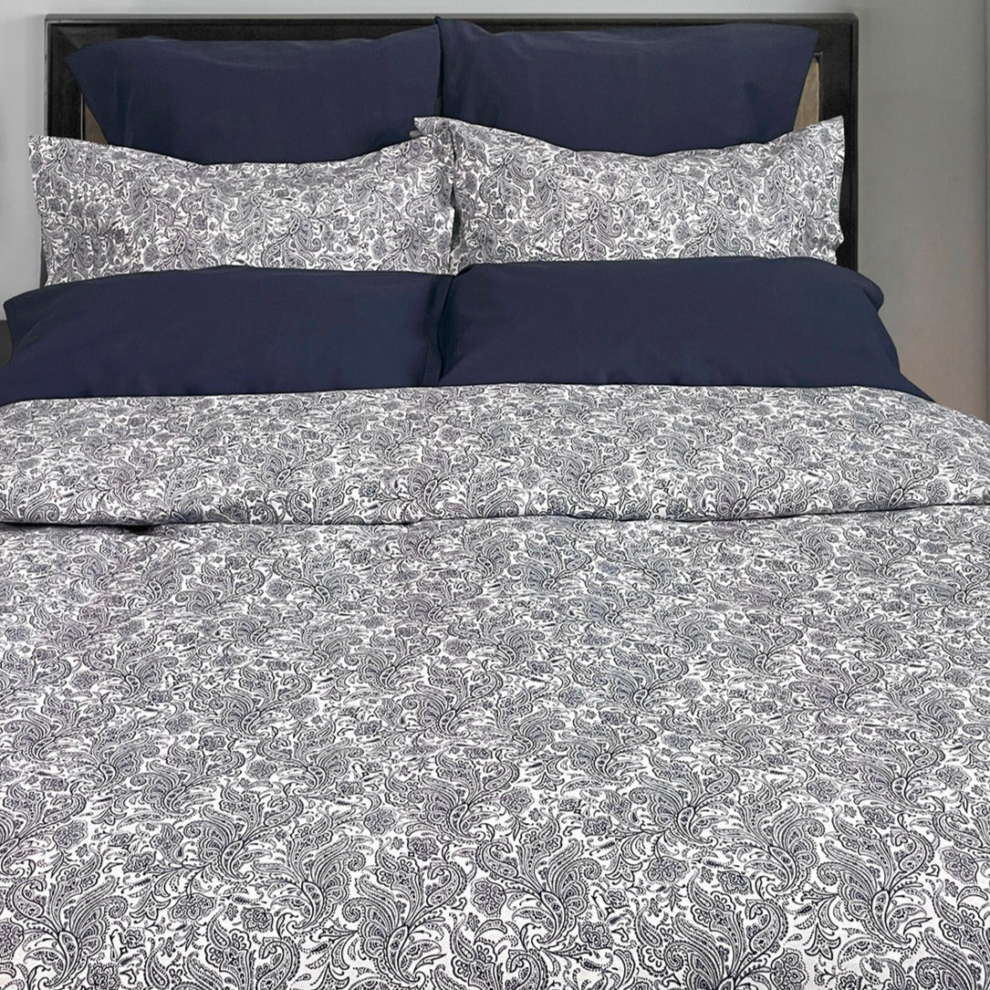 Marine Paisley Duvet Cover by Cuddle Down - at Luxurious Beds and Linens