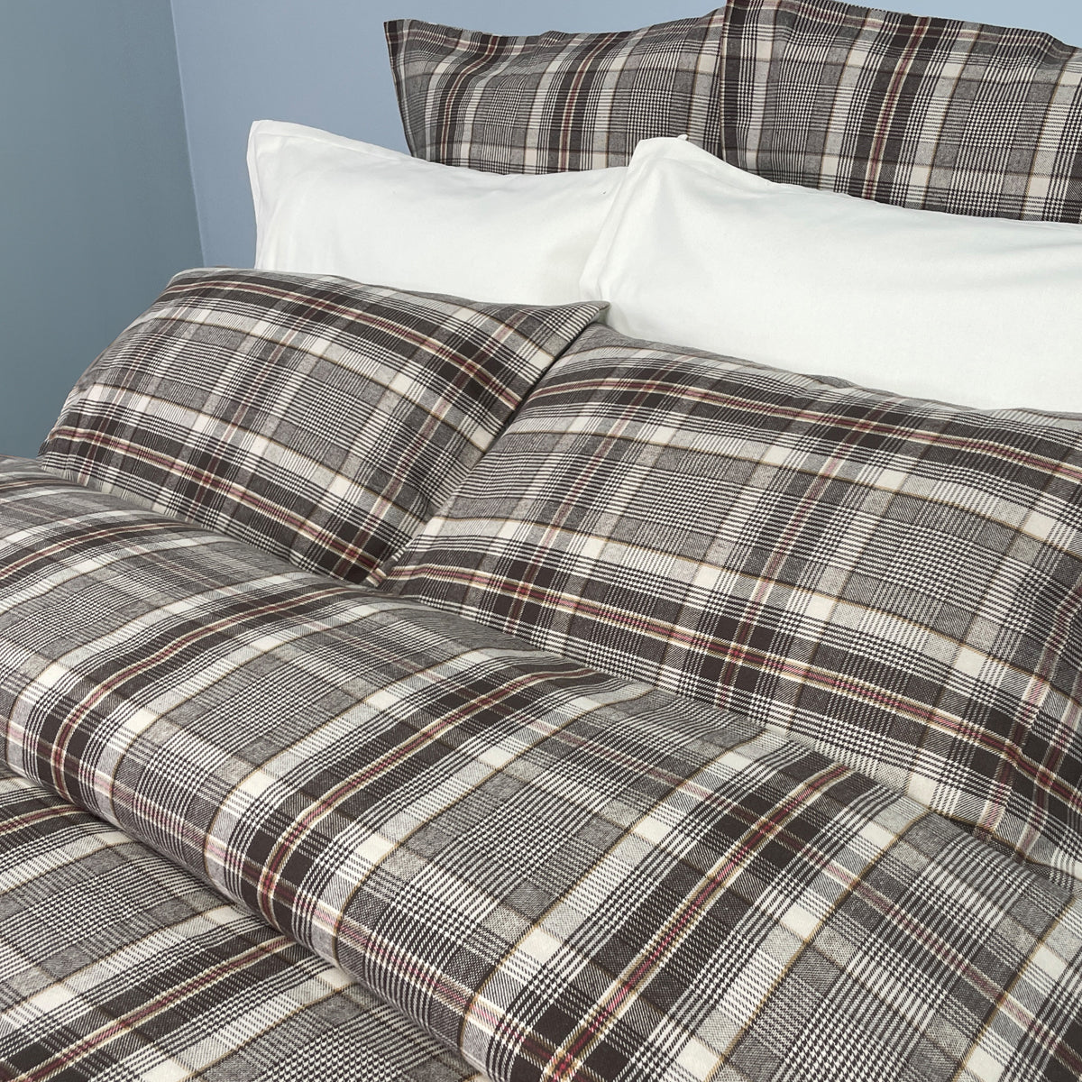 Close Up Up Pillowcases and Shams in the Oliver Cotton Flannel Collection at Luxurious Beds and Linens.