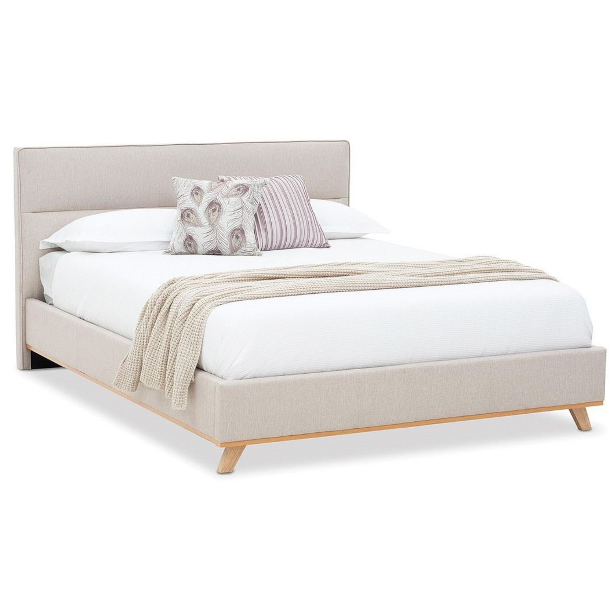 Rochelle Upholstered Platform Bed in Beige