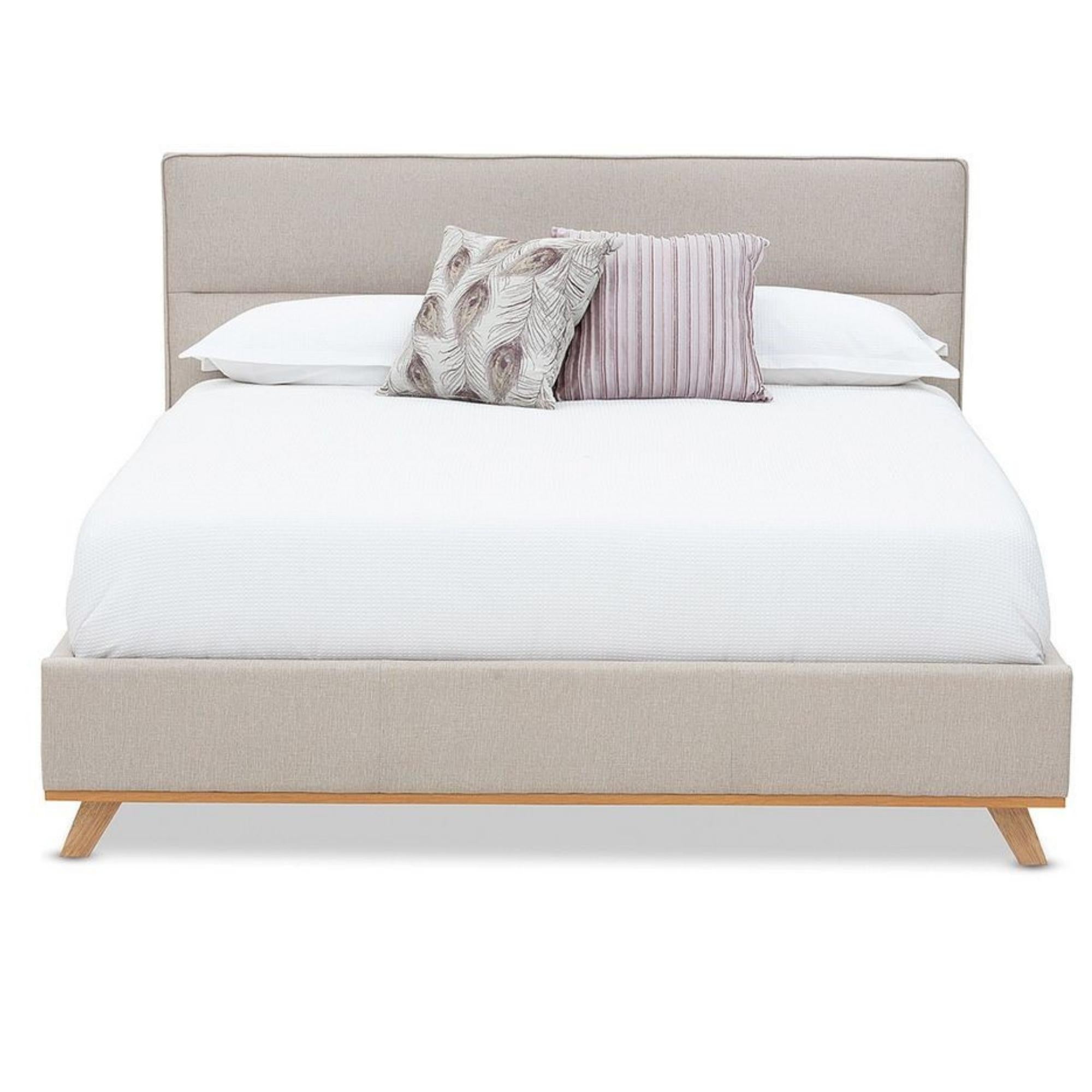 Rochelle Upholstered Platform Bed in Beige