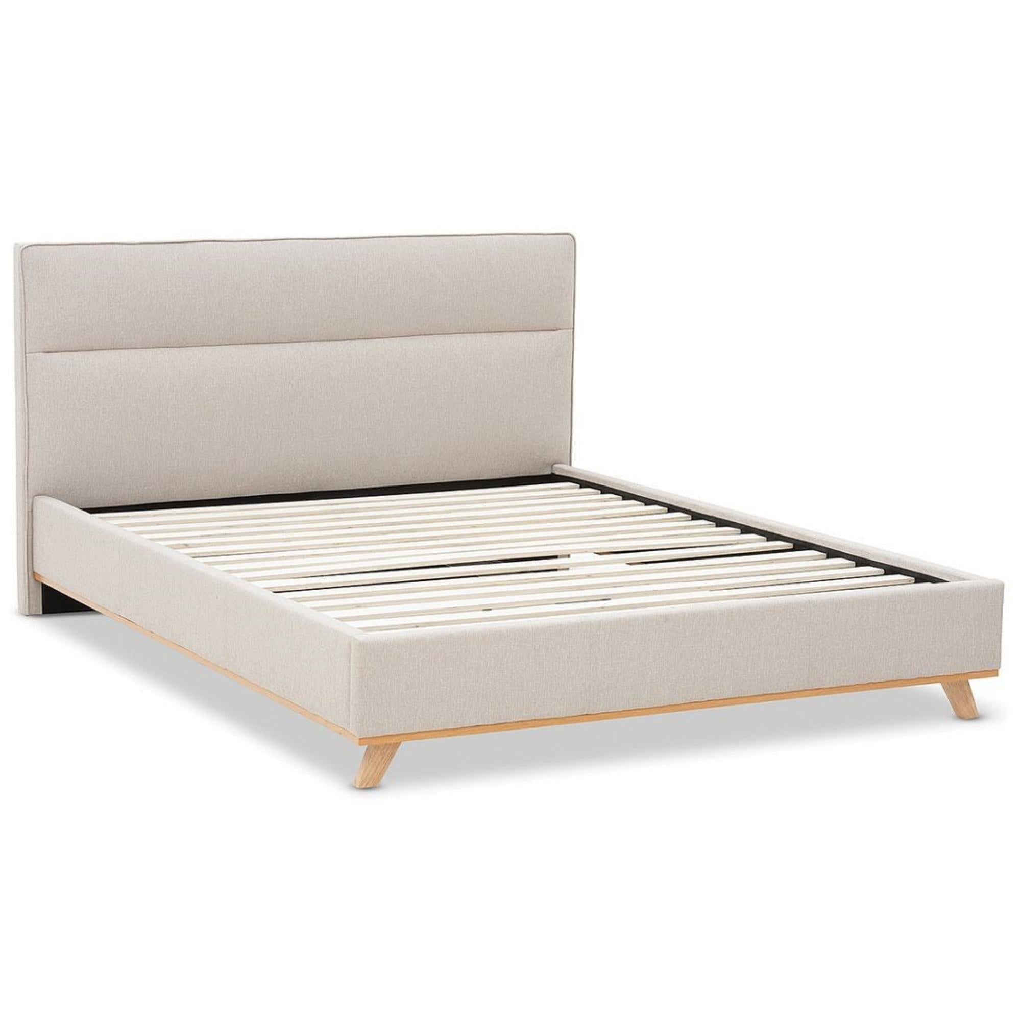 Rochelle Upholstered Platform Bed in Beige