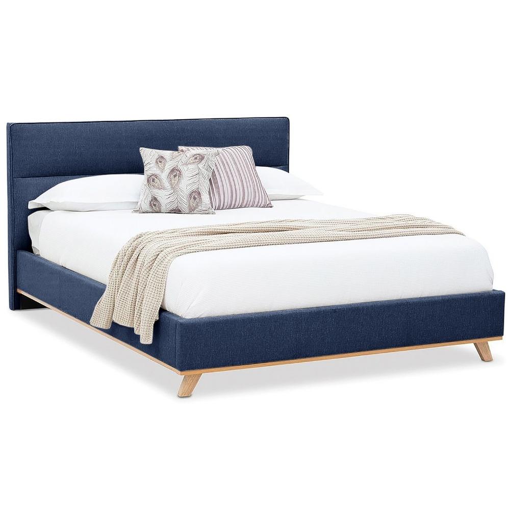 Rochelle Upholstered Platform Bed in Royal Blue