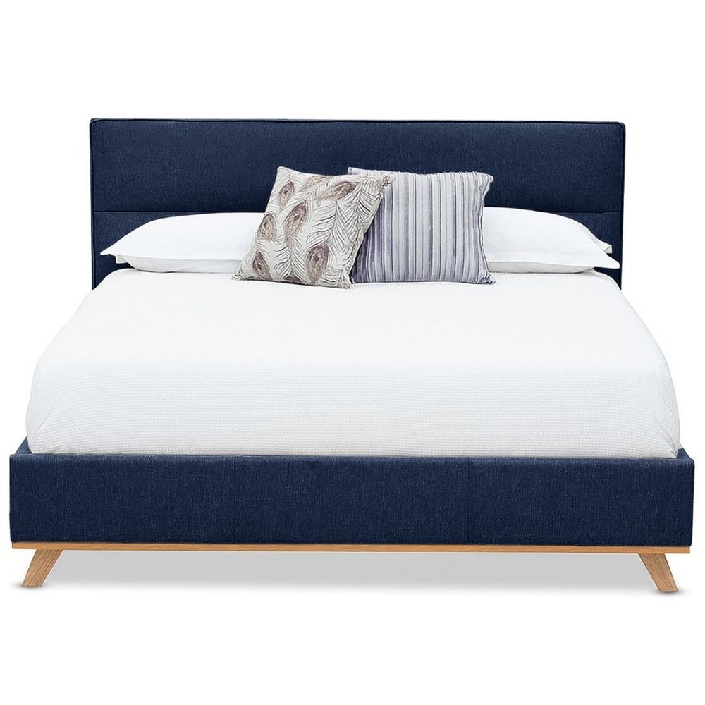 Rochelle Upholstered Platform Bed in Royal Blue