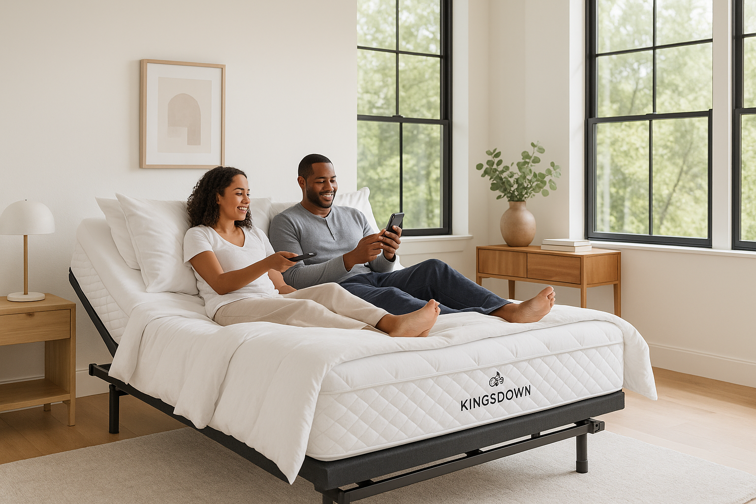 Spacious Bedroom with Kingsdown Mattress on Adjustable Bed