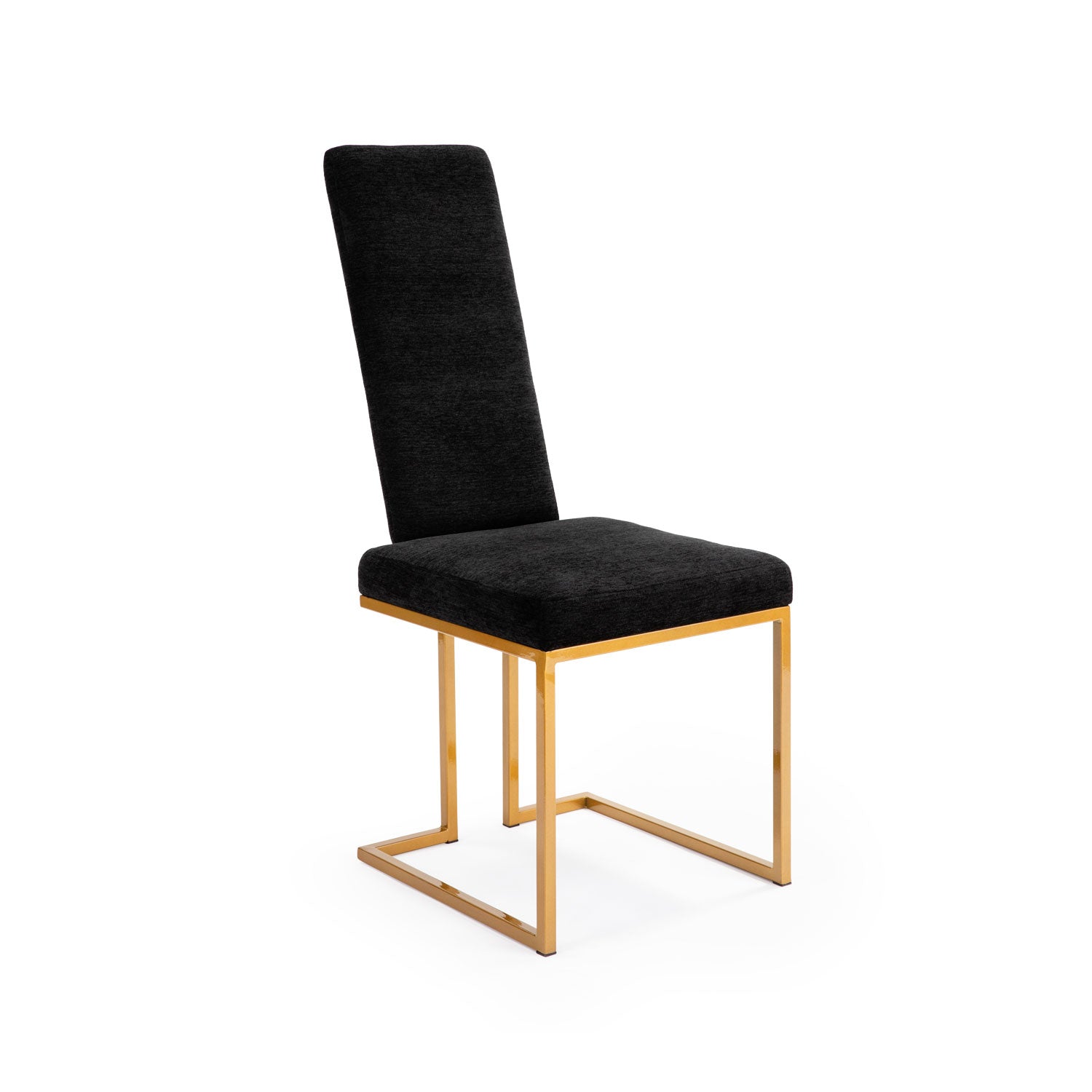Wesley Allen Brentwood Chair in Mid Black Fabric and Sheen Gold Finish