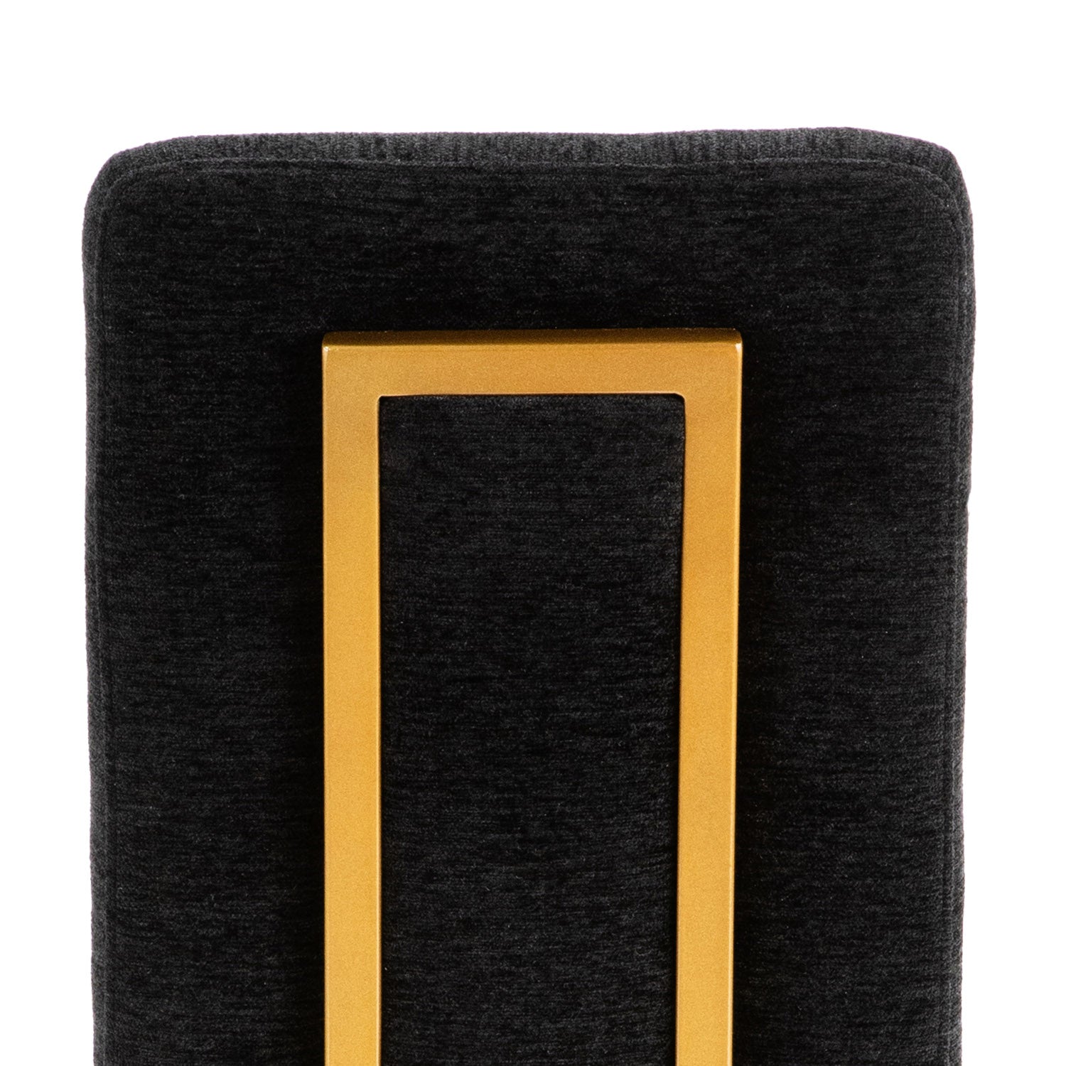 Wesley Allen Brentwood Chair in Mid Black Fabric and Sheen Gold Finish. Close View.