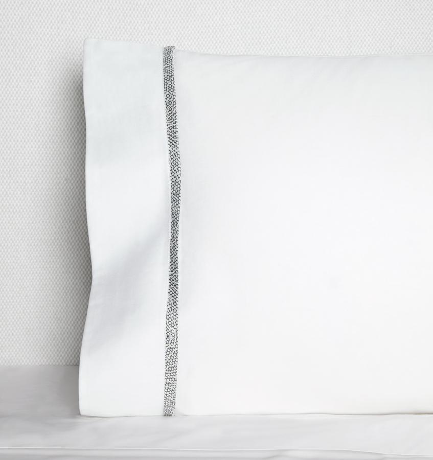 Emilia Pillowase feature Black Texture Applique by SFERRA® - Luxurious Beds and Linens