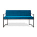 Wesley Allen Marzan Bench featured in a Pebblestone PBS Finish and Upholstered with Premium Royal Teal Fabric.