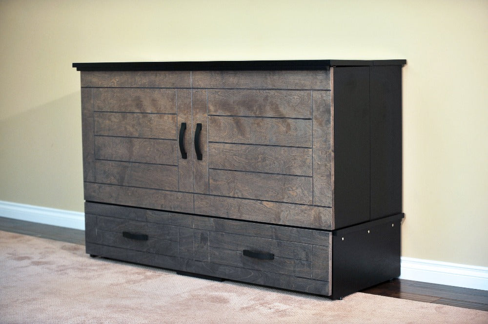 Metro Cabinet Bed Deluxe in Shadow Black and Metro Black Handles