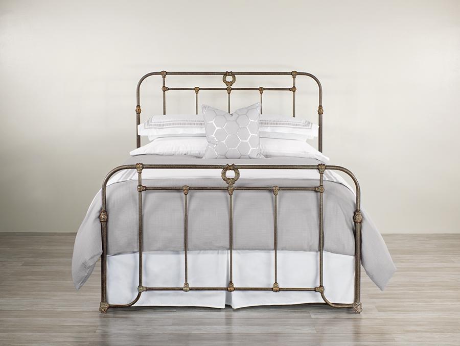 Wesley Allen Wellington Iron Bed in Textured Copper Moss - Complete Bed