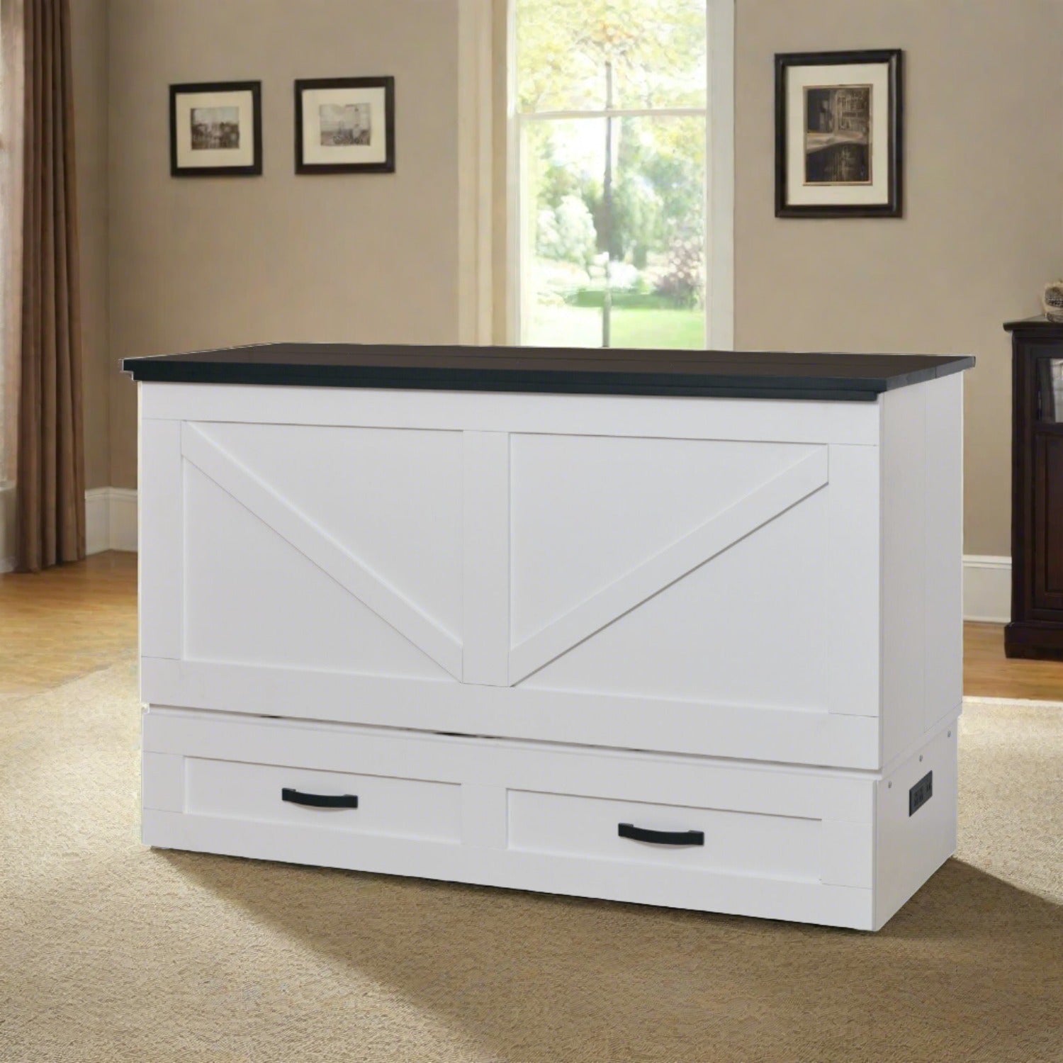 Cottage Cabinet Bed in Two Tone White/Black at Luxurious Beds and Linens.