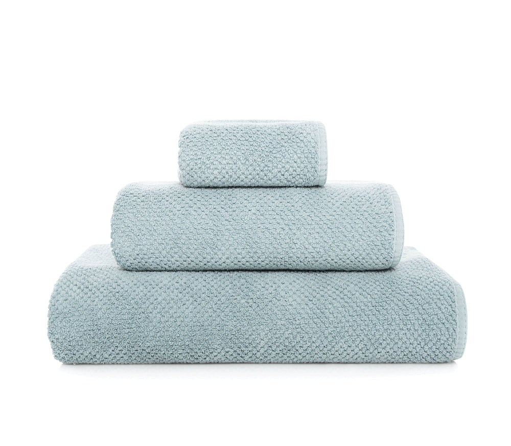 Bee Waffle Face Towels in Sea Mist.
