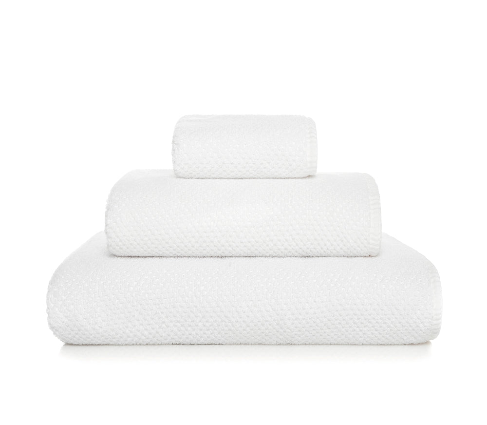 Bee Waffle Face Towels in White.