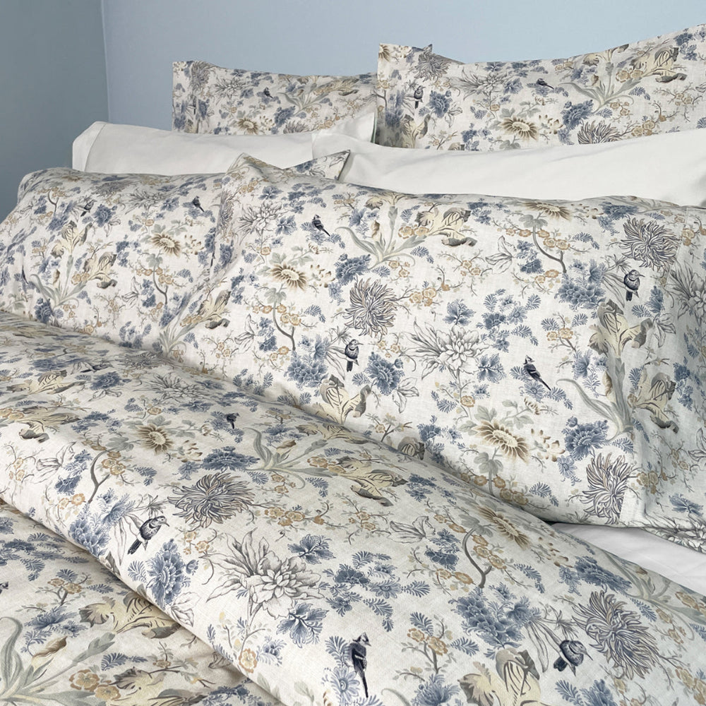 Blue bird Duvet Cover and Collection Close Up. - Made in Canada.