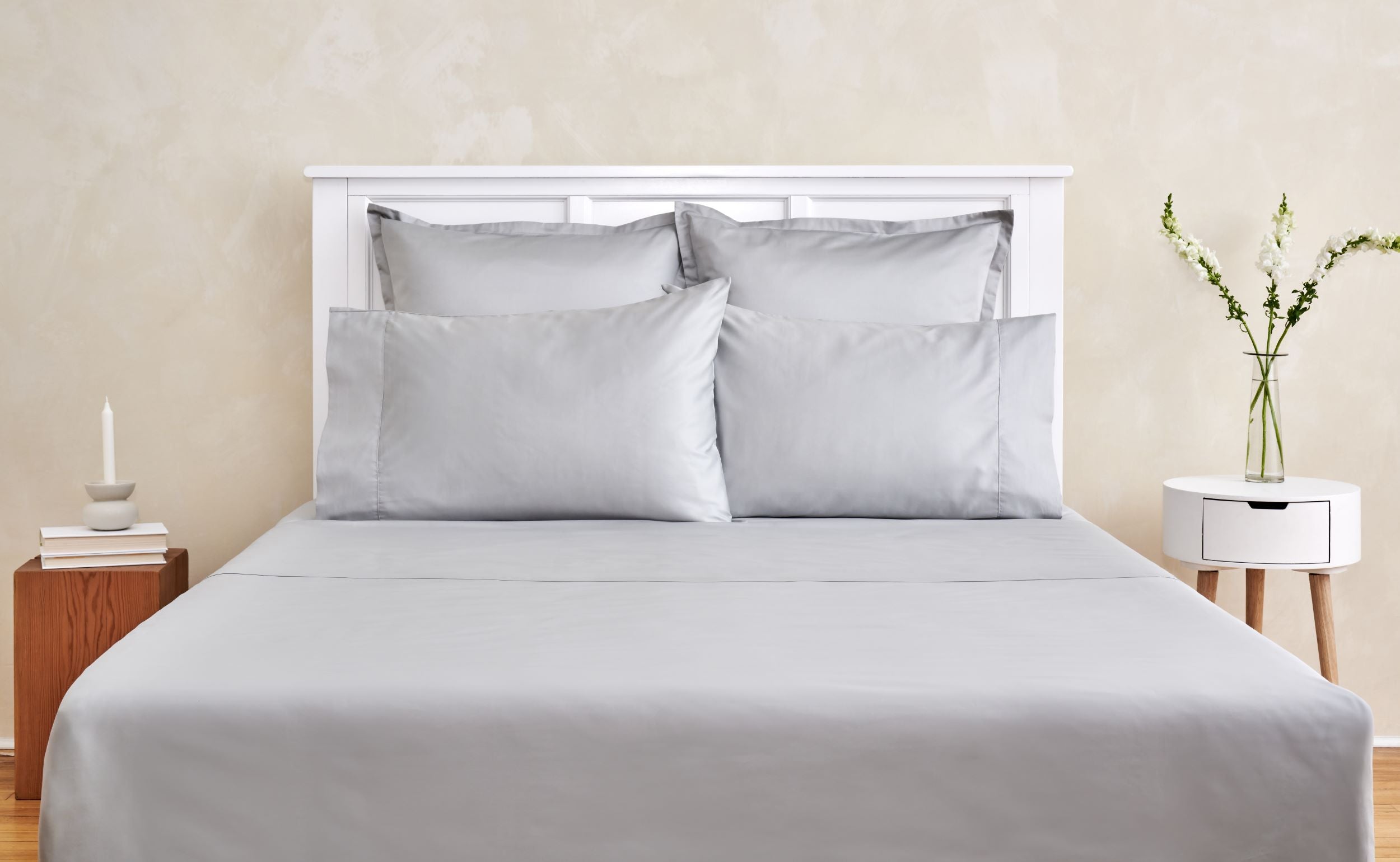 Giza ELS Egyptian Cotton Sheet Set in Steel at Luxurious Beds and Linens
