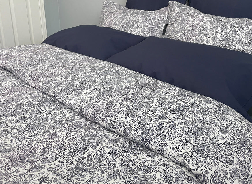 Marine Paisley Duvet Cover by Cuddle Down - at Luxurious Beds and Linens