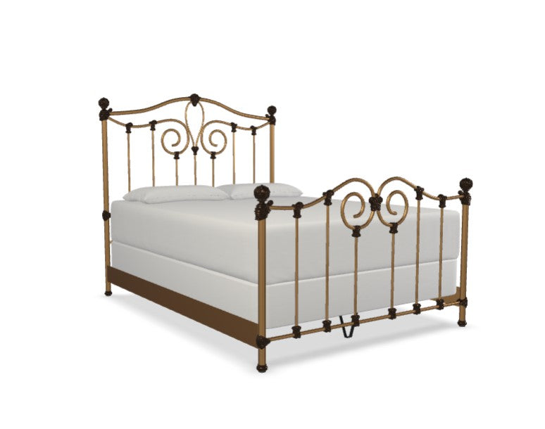 Wesley Allen Olympia Iron Bed in Aged Brass