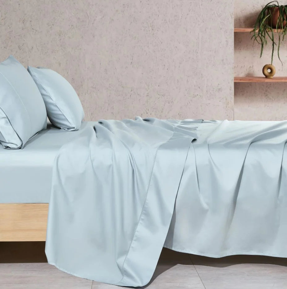 Certified Pima Cotton Sheets exclusively at Luxurious Beds and Linens - Ice Blue
