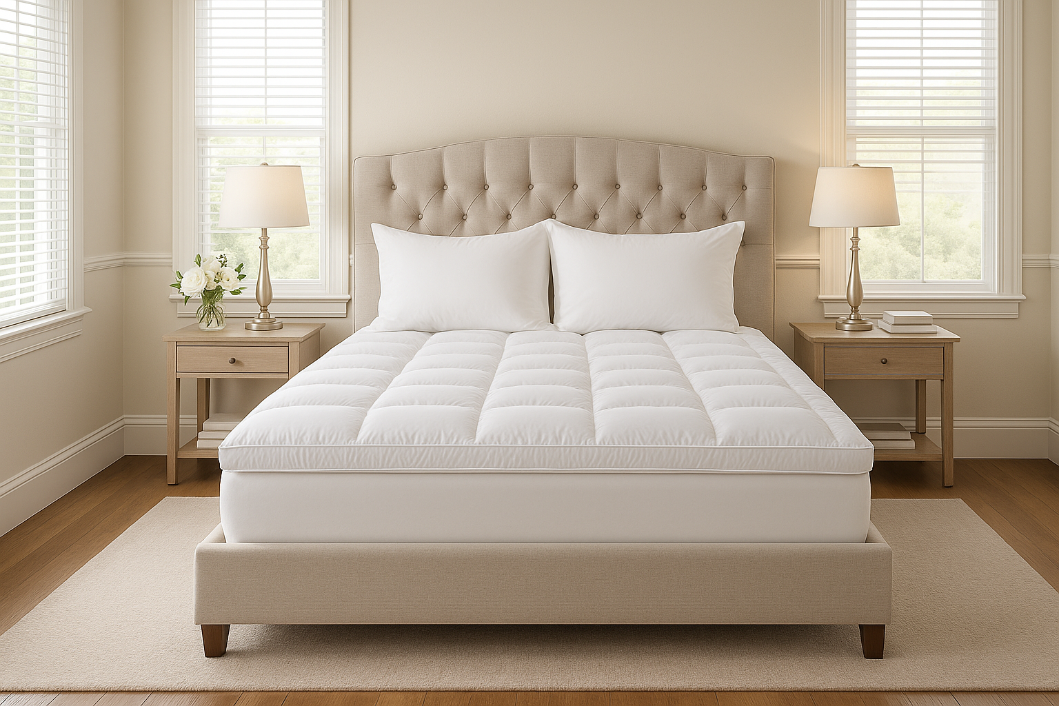 Luxury Goose down Featherbed Mattress Topper- Made in Canada.