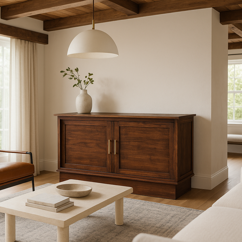 Cabinet in luxury cottage country home with natural lighting