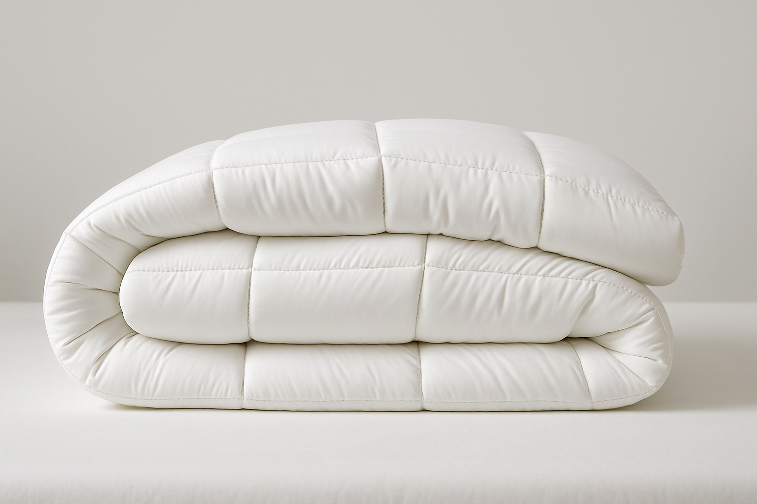 Alpaca Duvet or Comforter Rolled up and Folded.