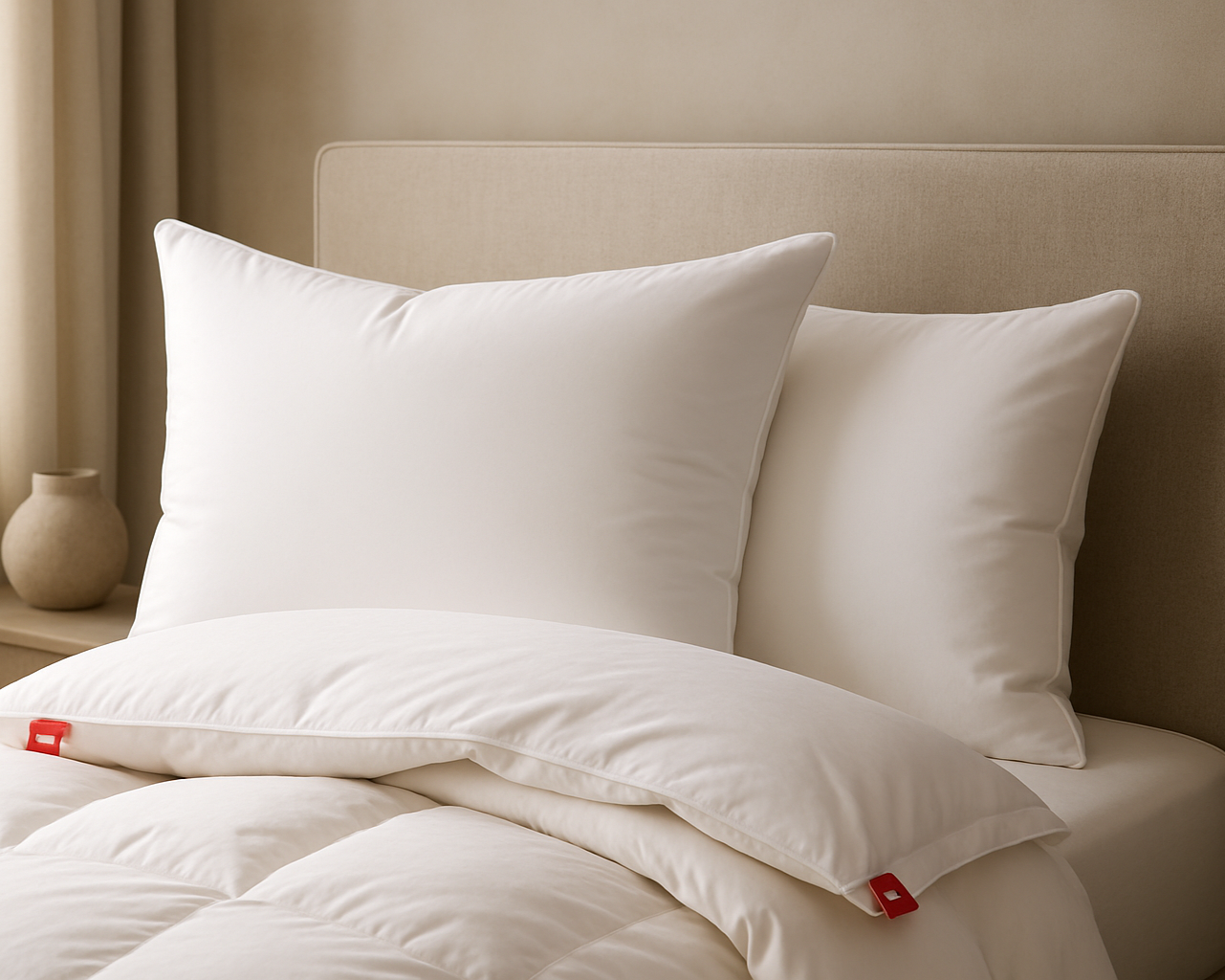 Luxurious pillows in an elegant bedroom setting, 850 Loft Goose Down