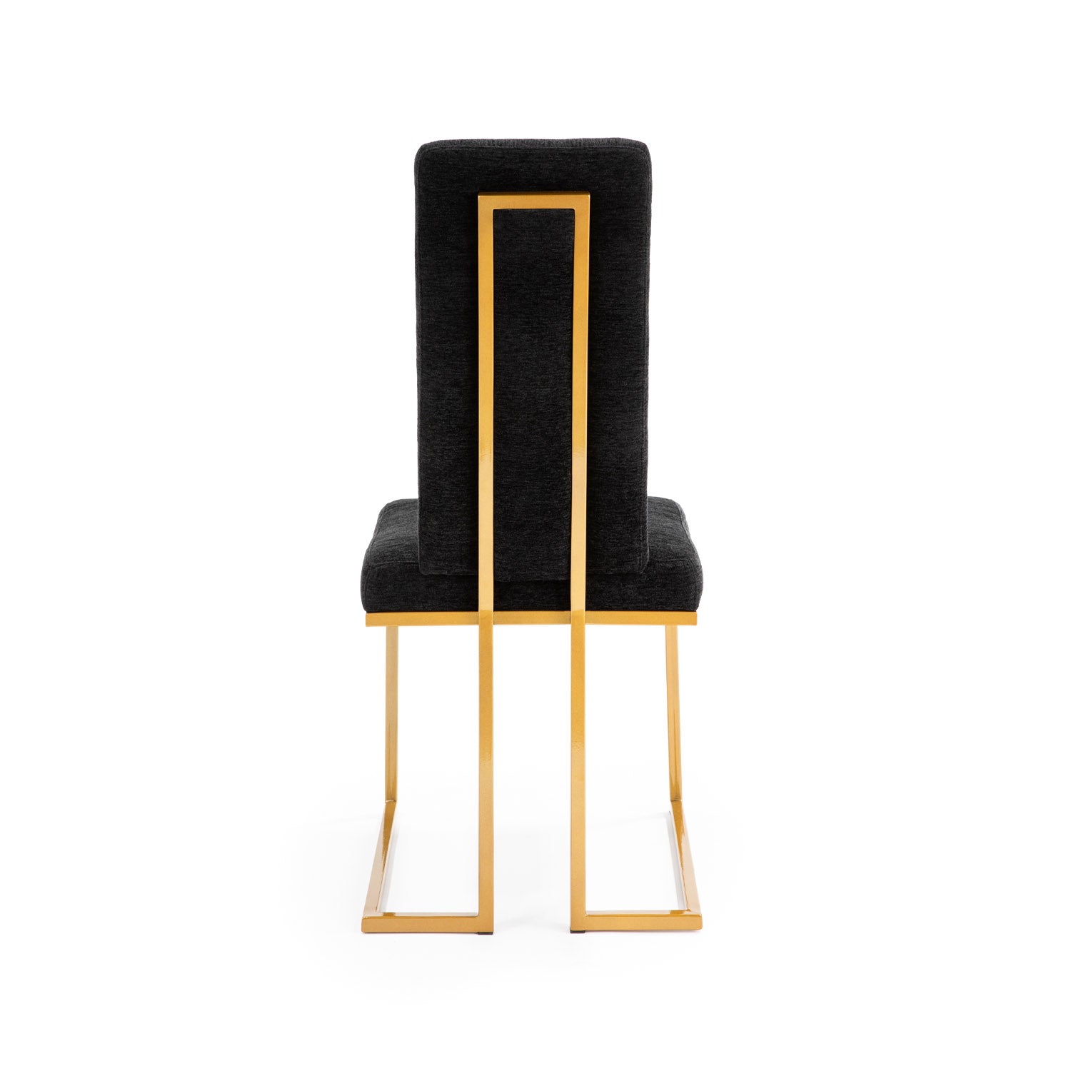 Wesley Allen Brentwood Chair in Mid Black Fabric and Sheen Gold Finish. Back View.