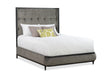 Wesley Allen Broadway Surround Bed in Aged Iron Finish Complimented with Best Freind Dusk Upholstery Fabric