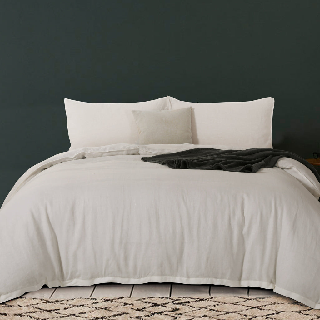 Vintage Natural Linen Duvet Cover in Ecru at Luxurious Beds and Linens.