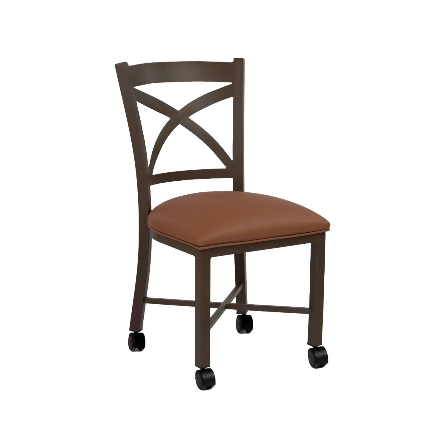 Wesley Allen Edmonton Chair in Dillon Luggage Vinyl and Speckled Oak Finish. With Casters.
