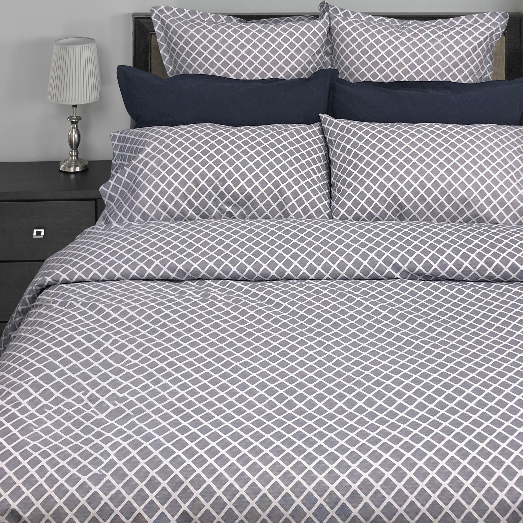 Georgia Diamond Duvet Cover by Cuddle Down in Navy