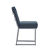 Wesley Allen Marbury Dining Chair in Charo Midnight Fabric and the Frame Finished in Silver Palladium. Side View