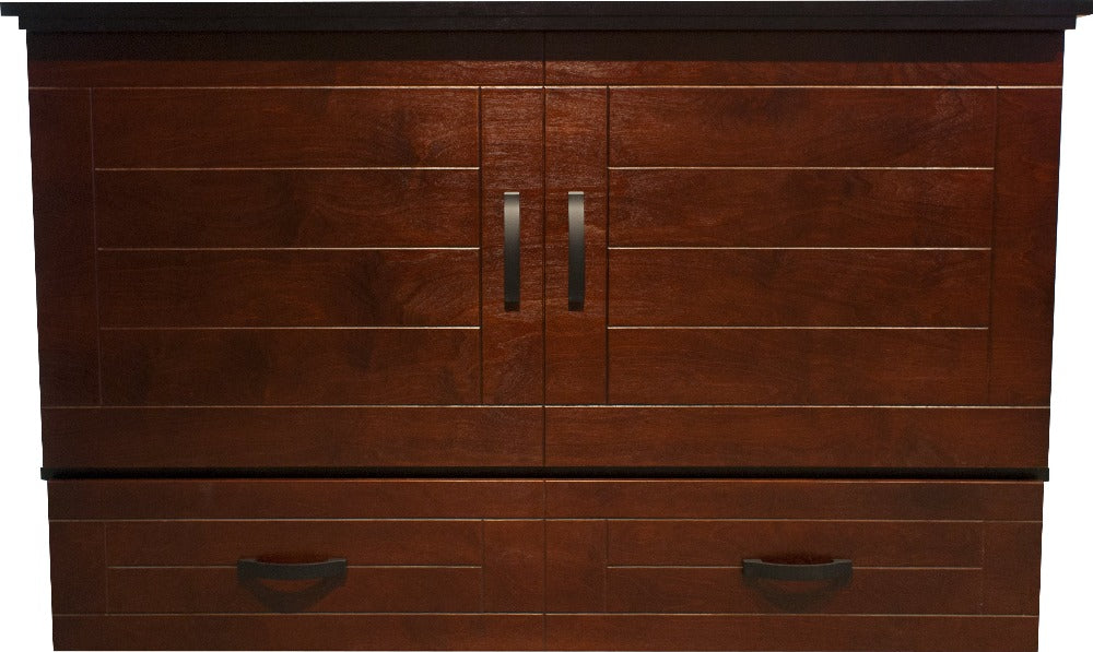 Metro Cabinet Bed Deluxe in Two Tone Mahogany with Black Top and Sides