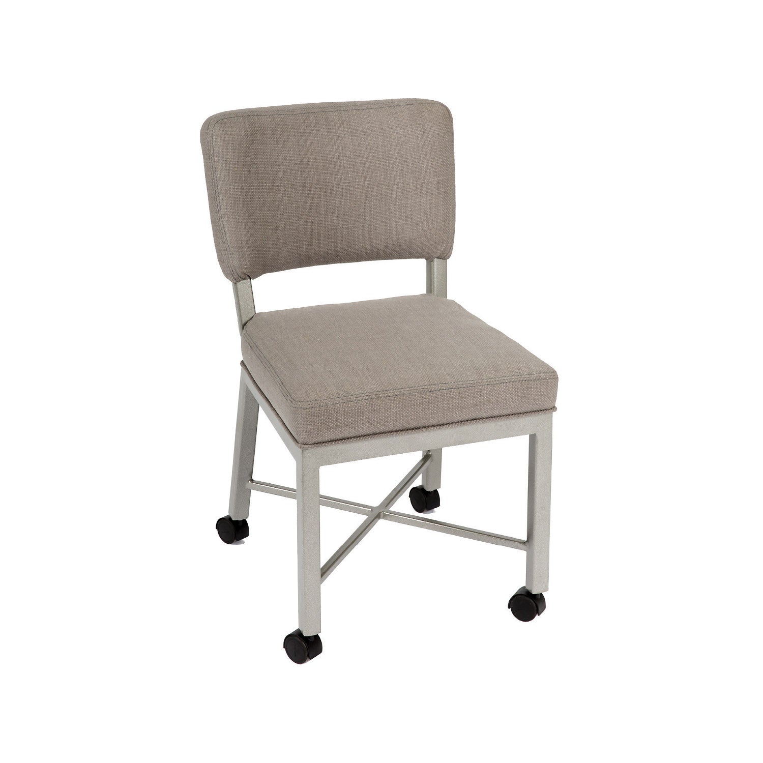 Wesley Allen Miami Chair with Malibu Sand in Silver Palladium with Casters. Finish.