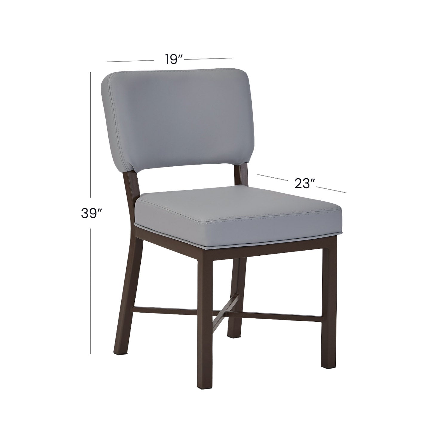 Wesley Allen Miami Chair with Dillon Steel Vinyl in Caapucino Finish. Dimensions