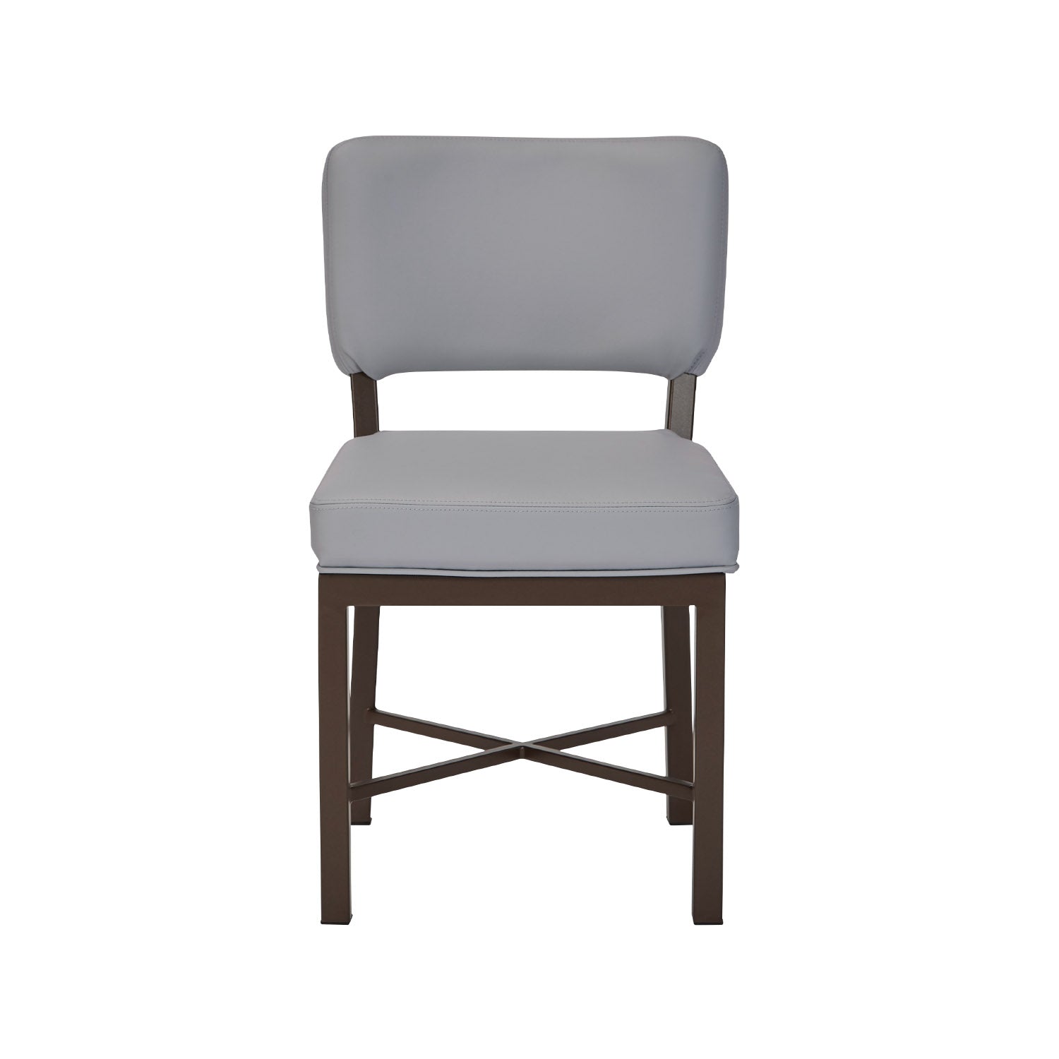 Wesley Allen Miami Chair with Dillon Steel Vinyl in Caapucino Finish. Front View.