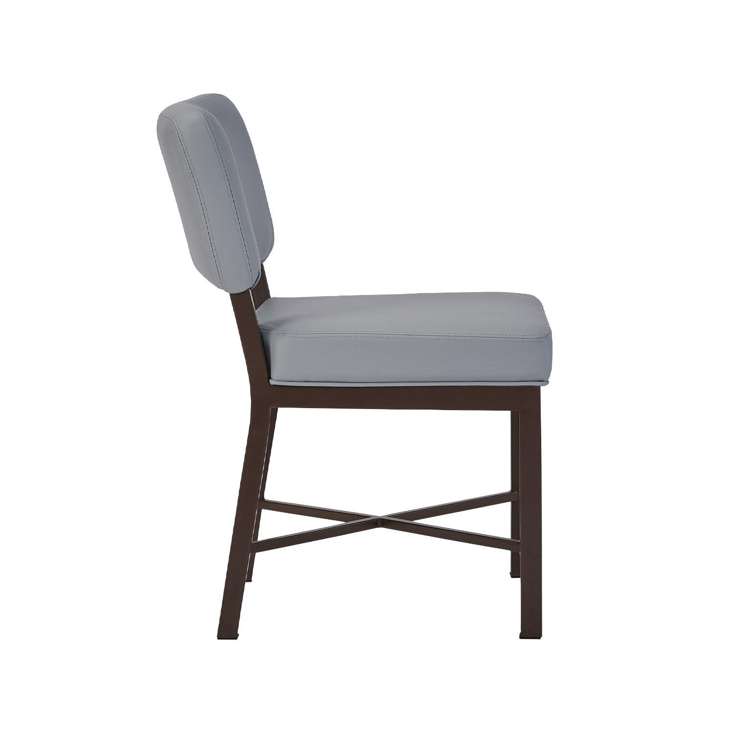 Wesley Allen Miami Chair with Dillon Steel Vinyl in Caapucino Finish. Side View