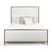 Wesley Allen Royce Complete Bed with High Foot Board in Royal White and Hammered Brass Finish.