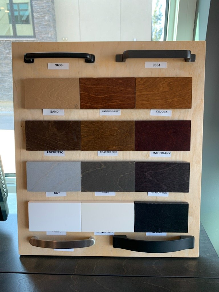 Cabinet Bed™ Stains and Handles Sample Chart
