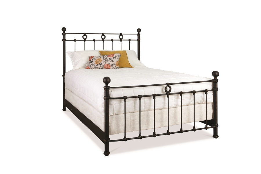 Wesley Allen Latif Iron Bed shown in Aged Bronze as a Complete Bed