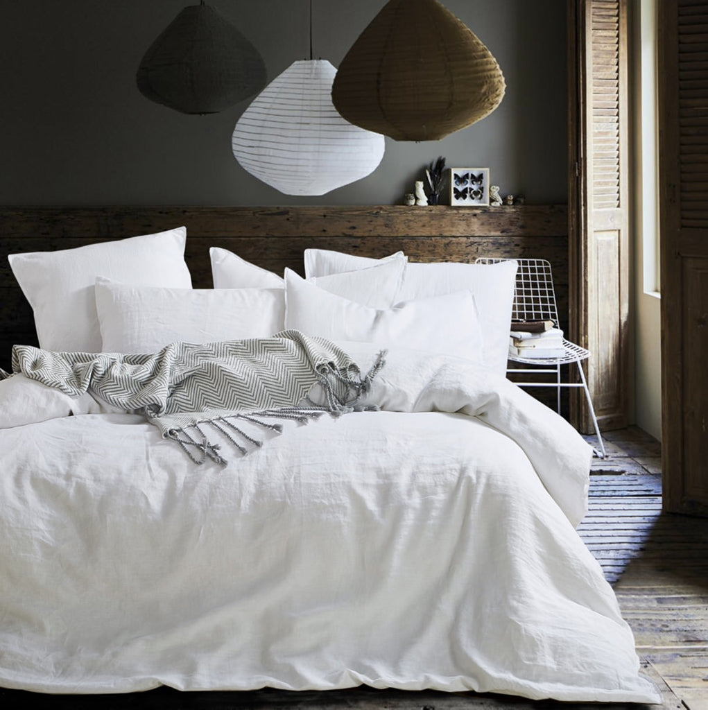 Classic White in our Vintage Bedding made from 100% Fla