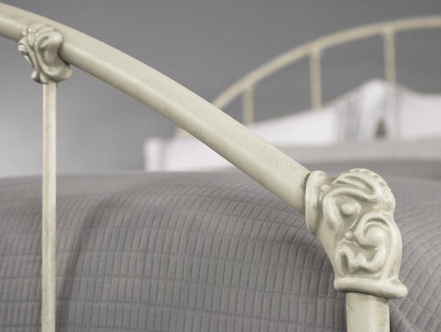 Coventry Iron Bed Footboard Close View in Rustic Ivory